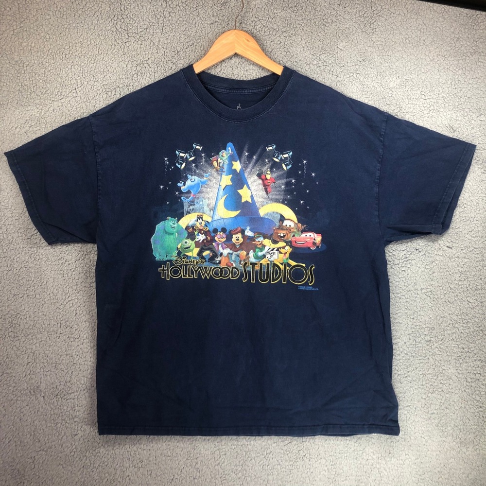 Disney Hollywood Studios T-Shirt Mens XL Navy Blue Mickey Pixar Hanes 2008